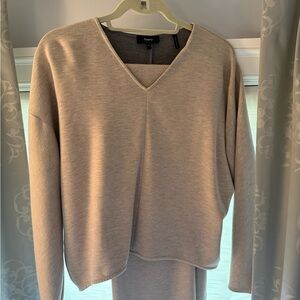 Theory double knit jersey lounge set, small top medium bottom